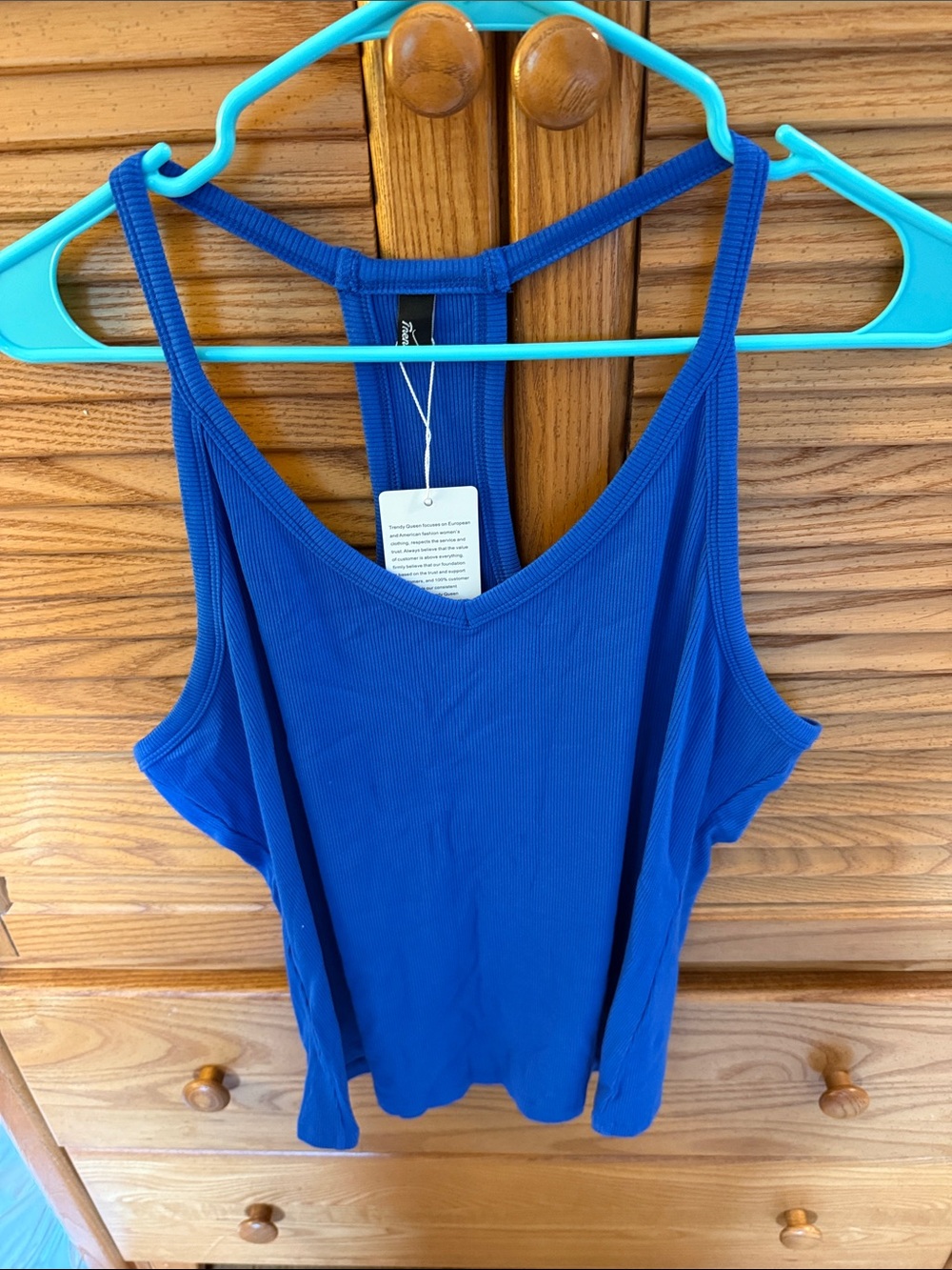 NWT 🌸 Women's Royal Blue Ribbed Tank Top Size XL